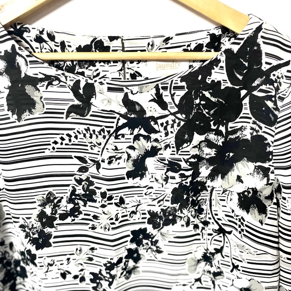 Laundry pretty floral stripe graphic print silky long sleeve top #42C - Picture 2 of 4